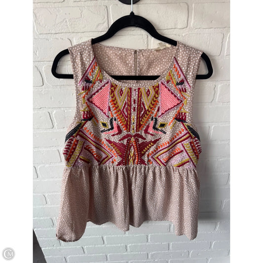 Top Sleeveless By Entro In Tan & White, Size: L