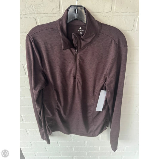 Athletic Top Long Sleeve Collar By Apana In Brown, Size: Xl