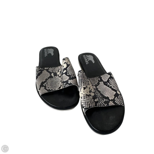Sandals Flats By Sorel In Black & Cream, Size: 8