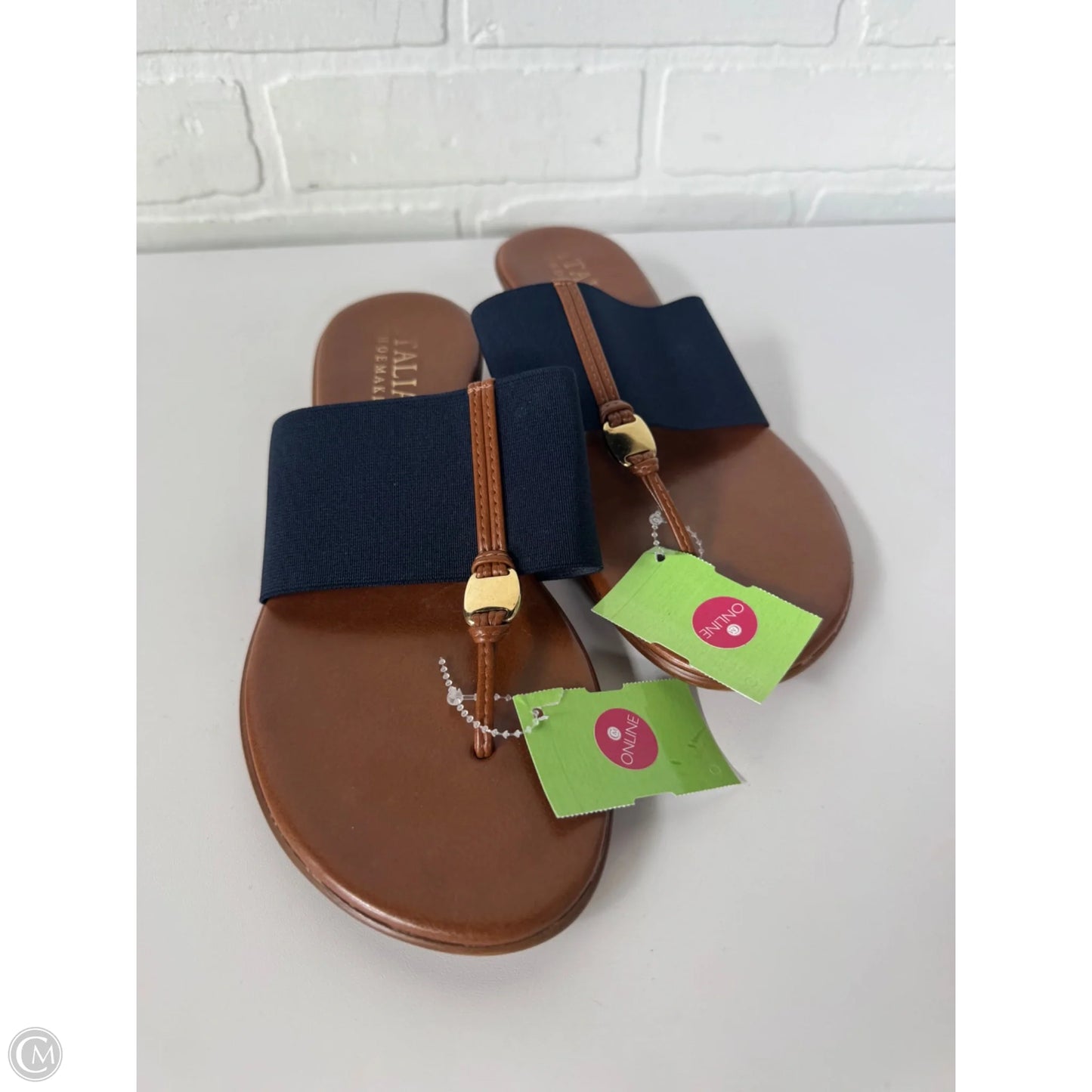 Sandals Flip Flops By Italian Shoemakers In Blue & Brown, Size: 6