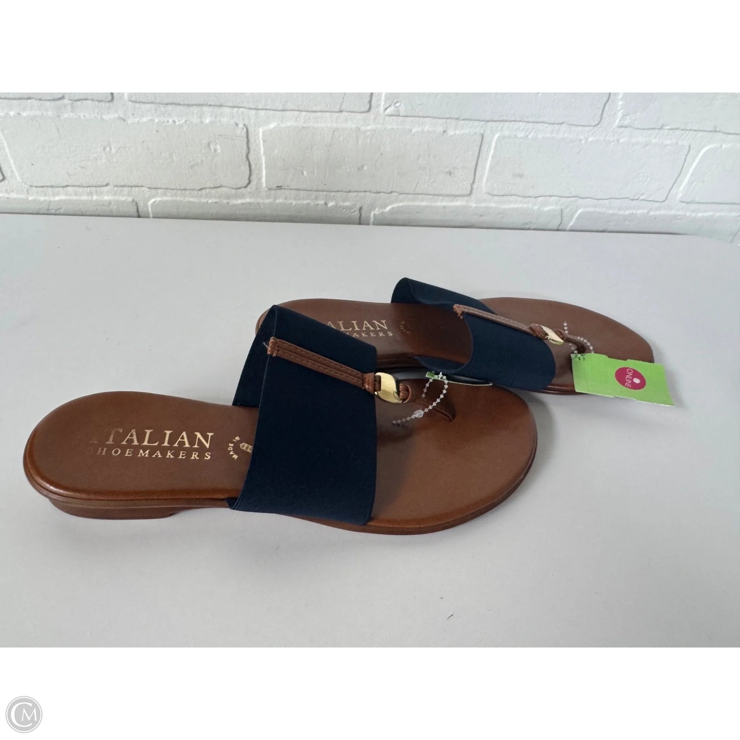Sandals Flip Flops By Italian Shoemakers In Blue & Brown, Size: 6