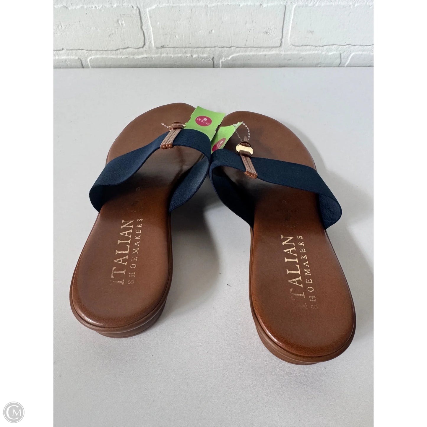 Sandals Flip Flops By Italian Shoemakers In Blue & Brown, Size: 6