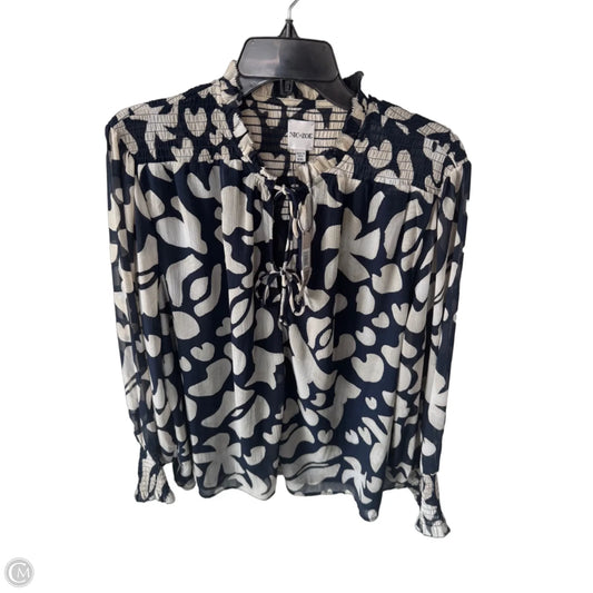Top Long Sleeve By Nic + Zoe In Blue & Cream, Size: Xxl