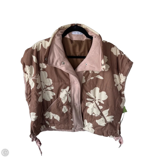 Vest Puffer & Quilted By Clothes Mentor In Brown & Cream, Size: L