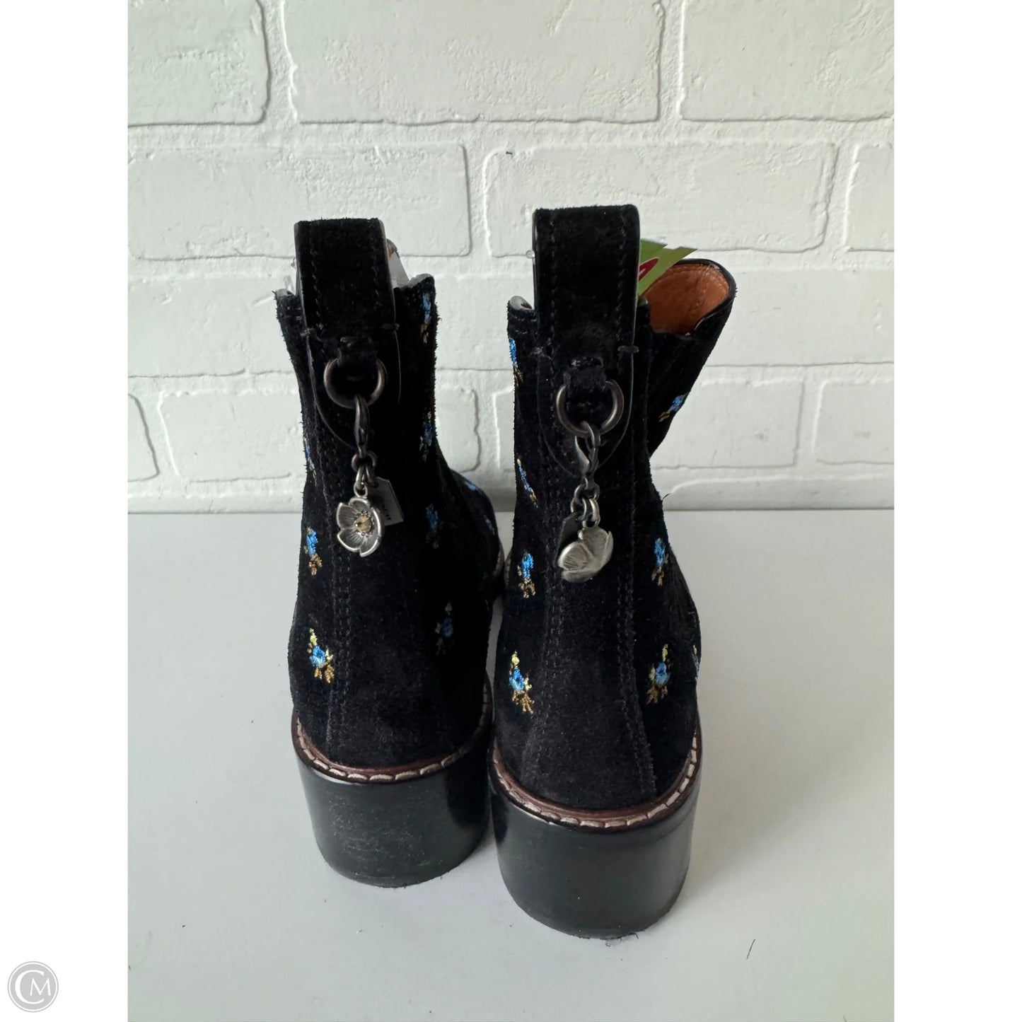 Boots Designer By Coach In Black & Blue, Size: 7