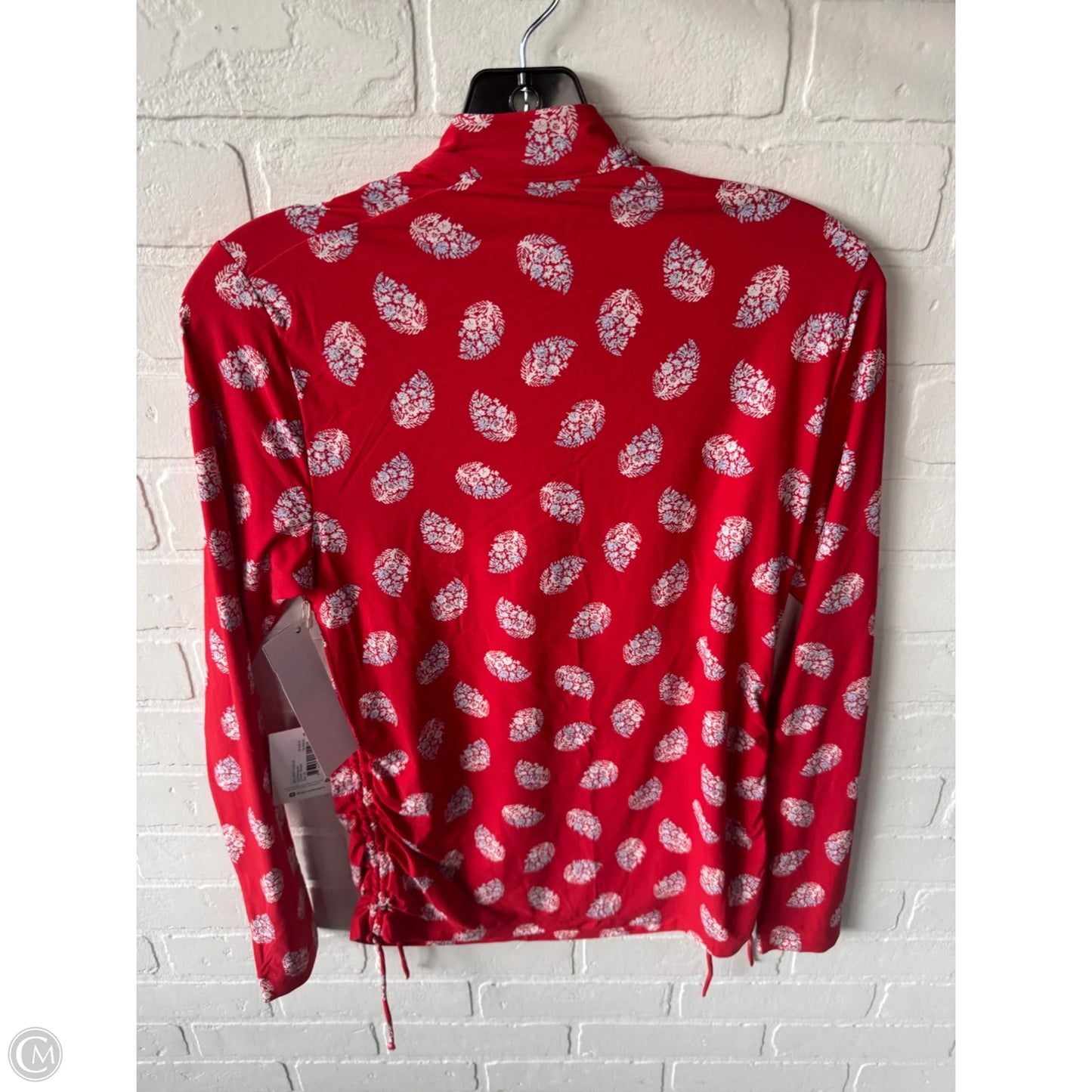 Athletic Top Long Sleeve Collar By Carve Designs In Red & White, Size: Xs