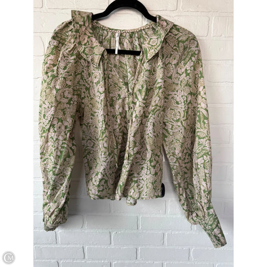 Top Long Sleeve By Anthropologie In Green & Tan, Size: Xs