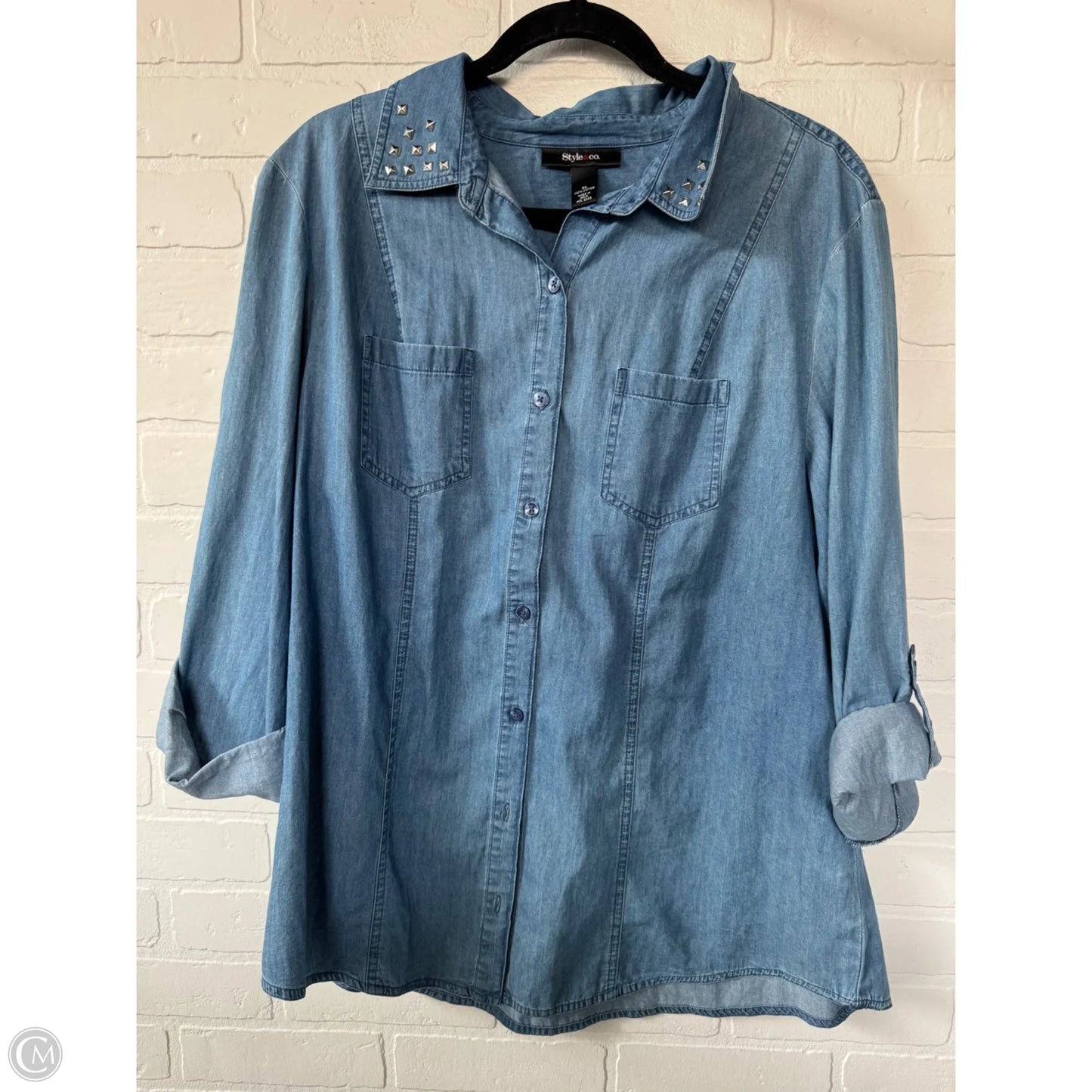 Top Long Sleeve By Style And Company In Blue, Size: Xl