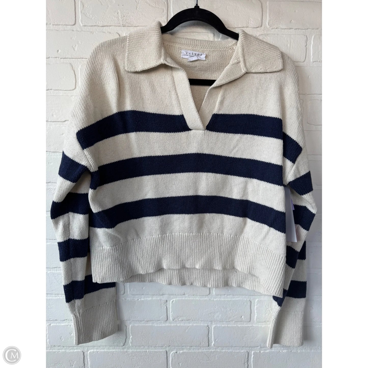 Sweater By Velvet By Graham & Spencer In Blue & Cream, Size: S