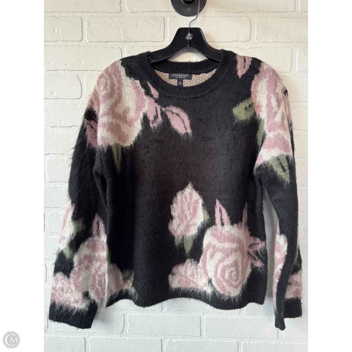 Sweater By Liverpool In Black & Pink, Size: Xs