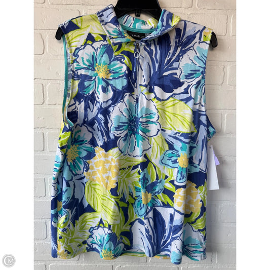 Top Sleeveless By Rafaella In Blue & Yellow, Size: Xxl