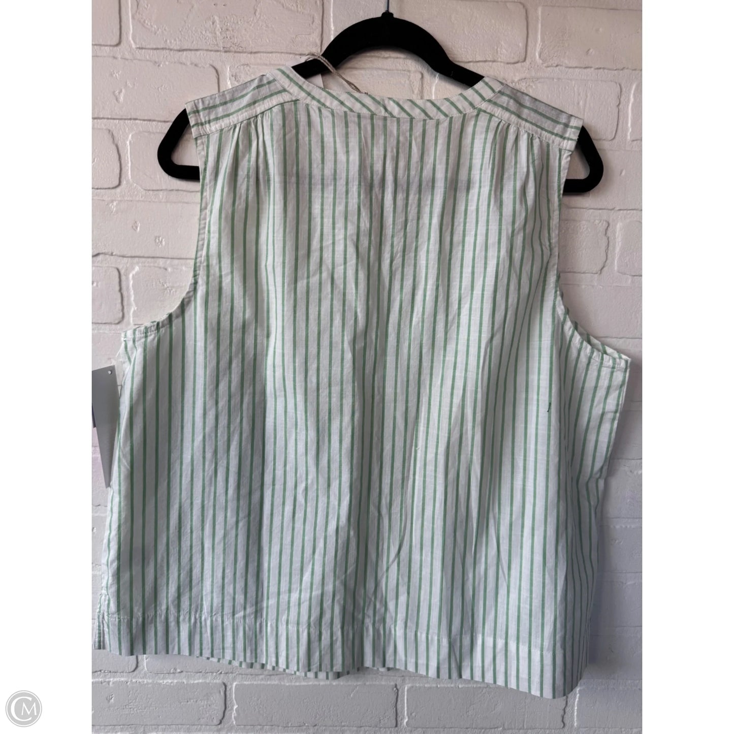 Top Sleeveless By Natural Reflections In Green & White, Size: L