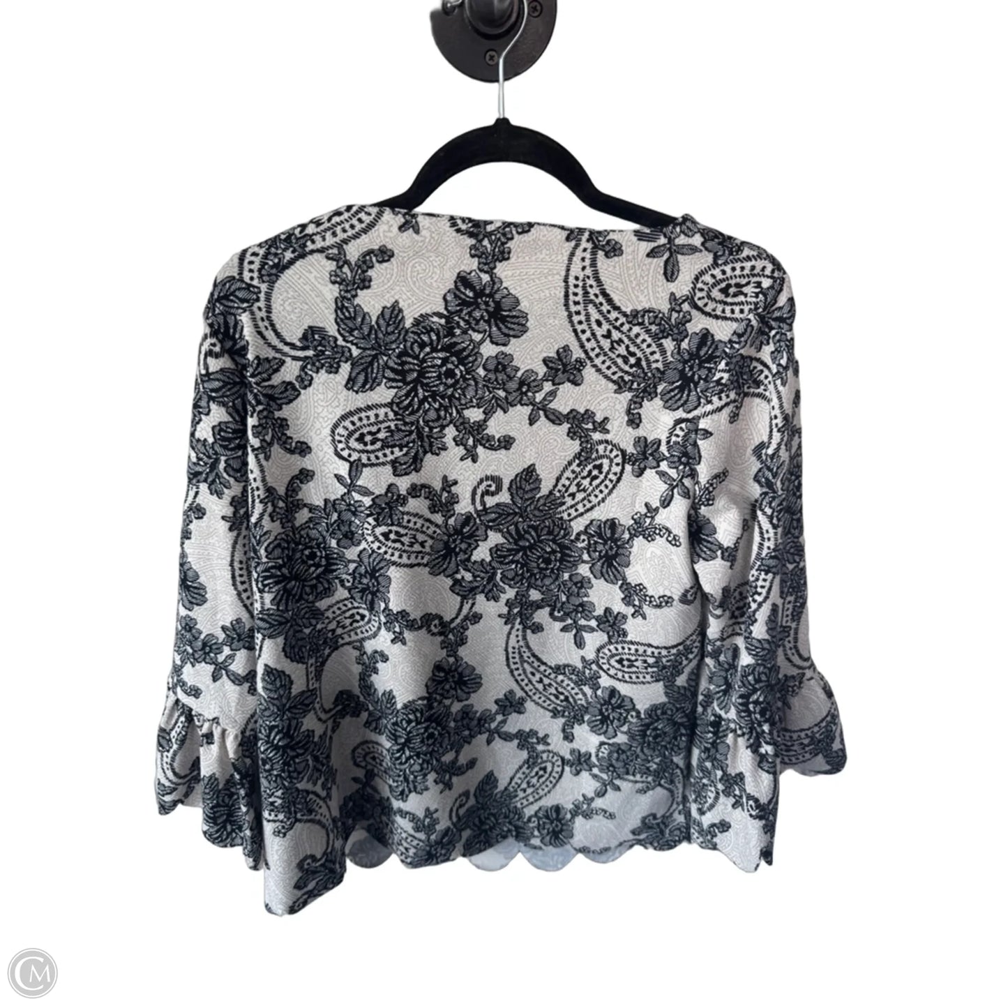Top Long Sleeve By Roz And Ali In Black & Cream, Size: L