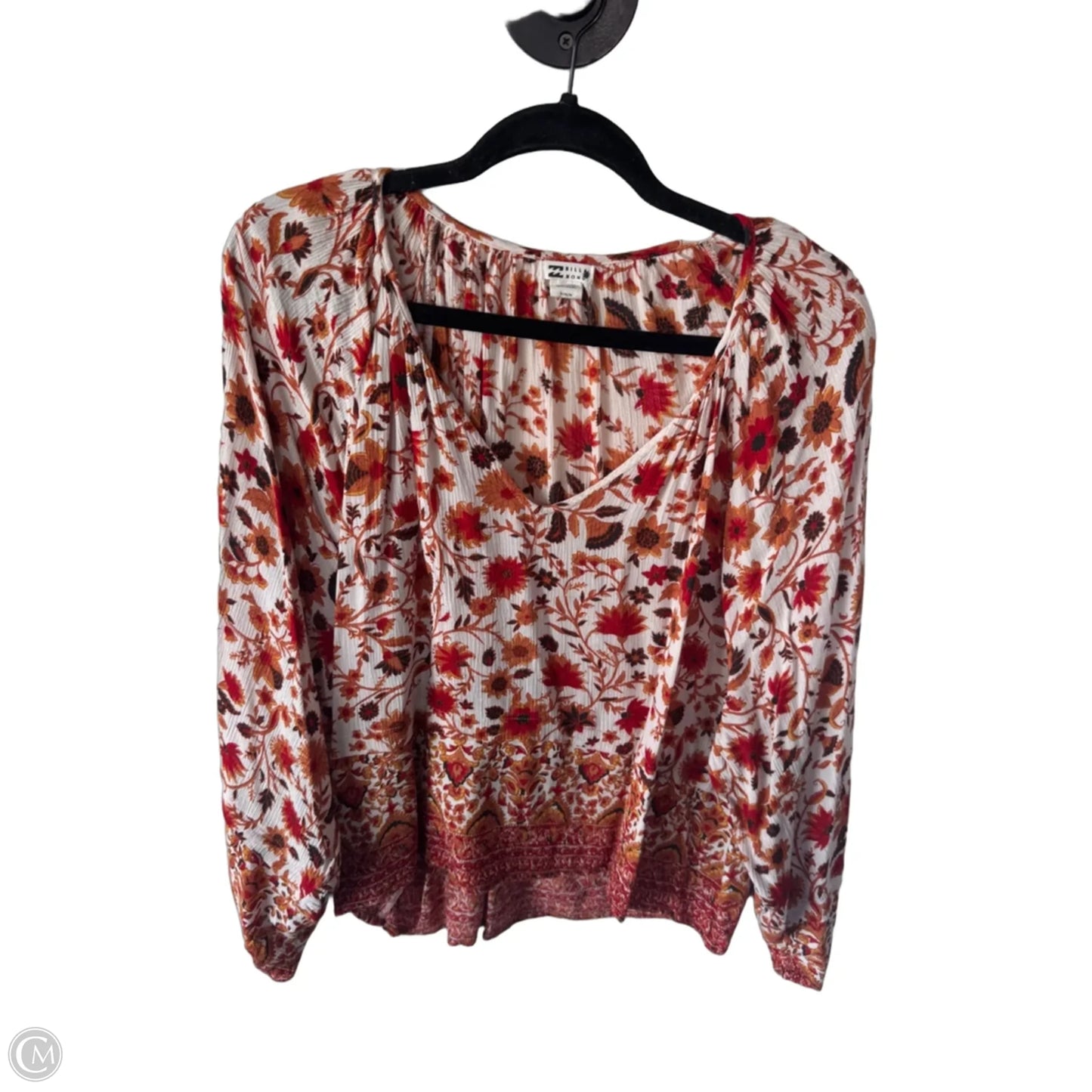 Top Long Sleeve By Billabong In Orange & Red, Size: M