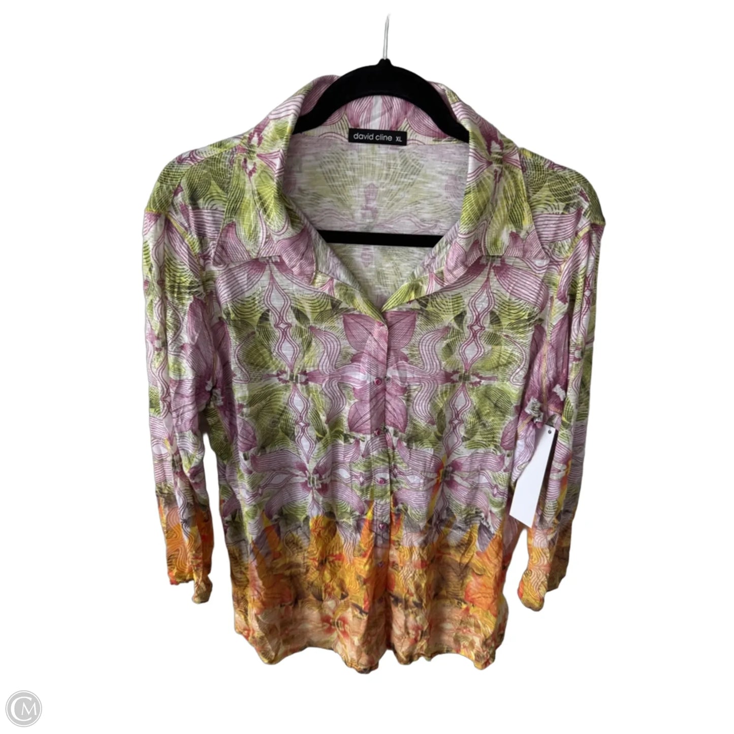 Top Long Sleeve By David Cline In Green & Purple, Size: Xl