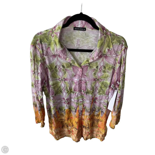 Top Long Sleeve By David Cline In Green & Purple, Size: Xl