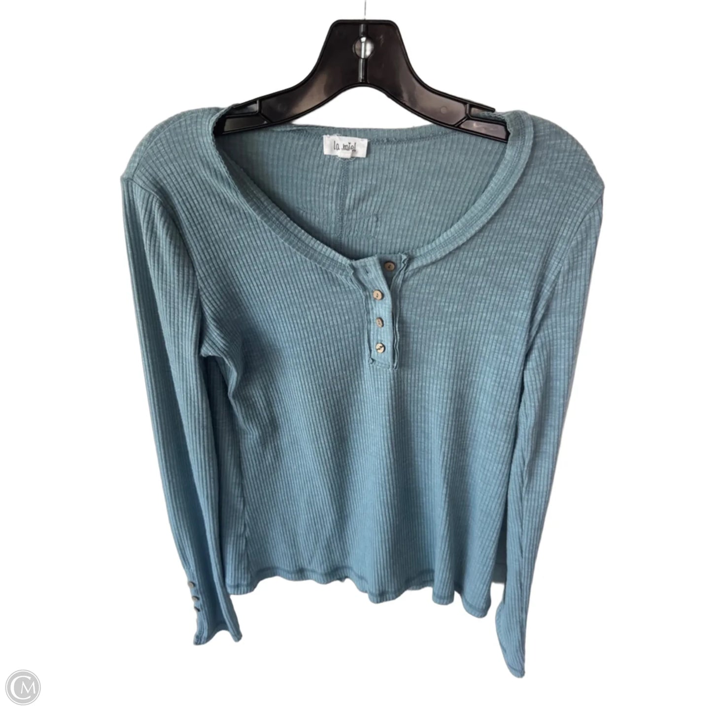 Top Long Sleeve Basic By La Miel In Blue, Size: M