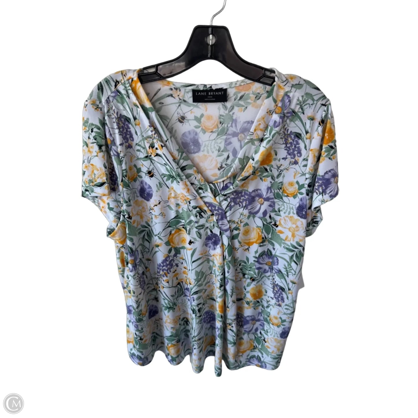 Top Short Sleeve By Lane Bryant In Green & Purple, Size: Xl