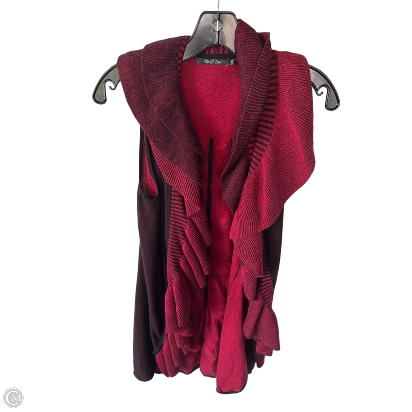 Sweater Cardigan By Nic + Zoe In Black & Red, Size: Xs