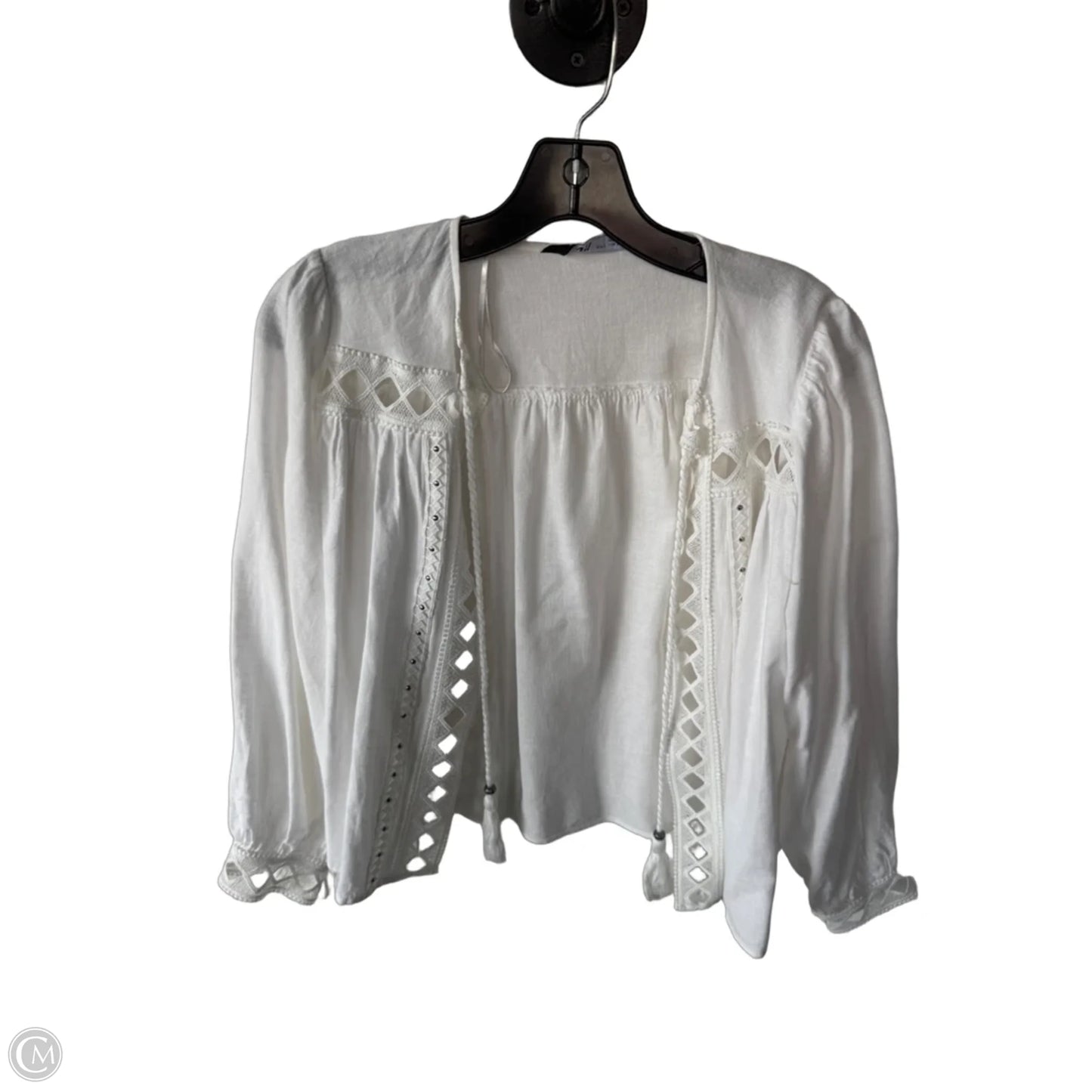 Top Long Sleeve By Zara In White, Size: S