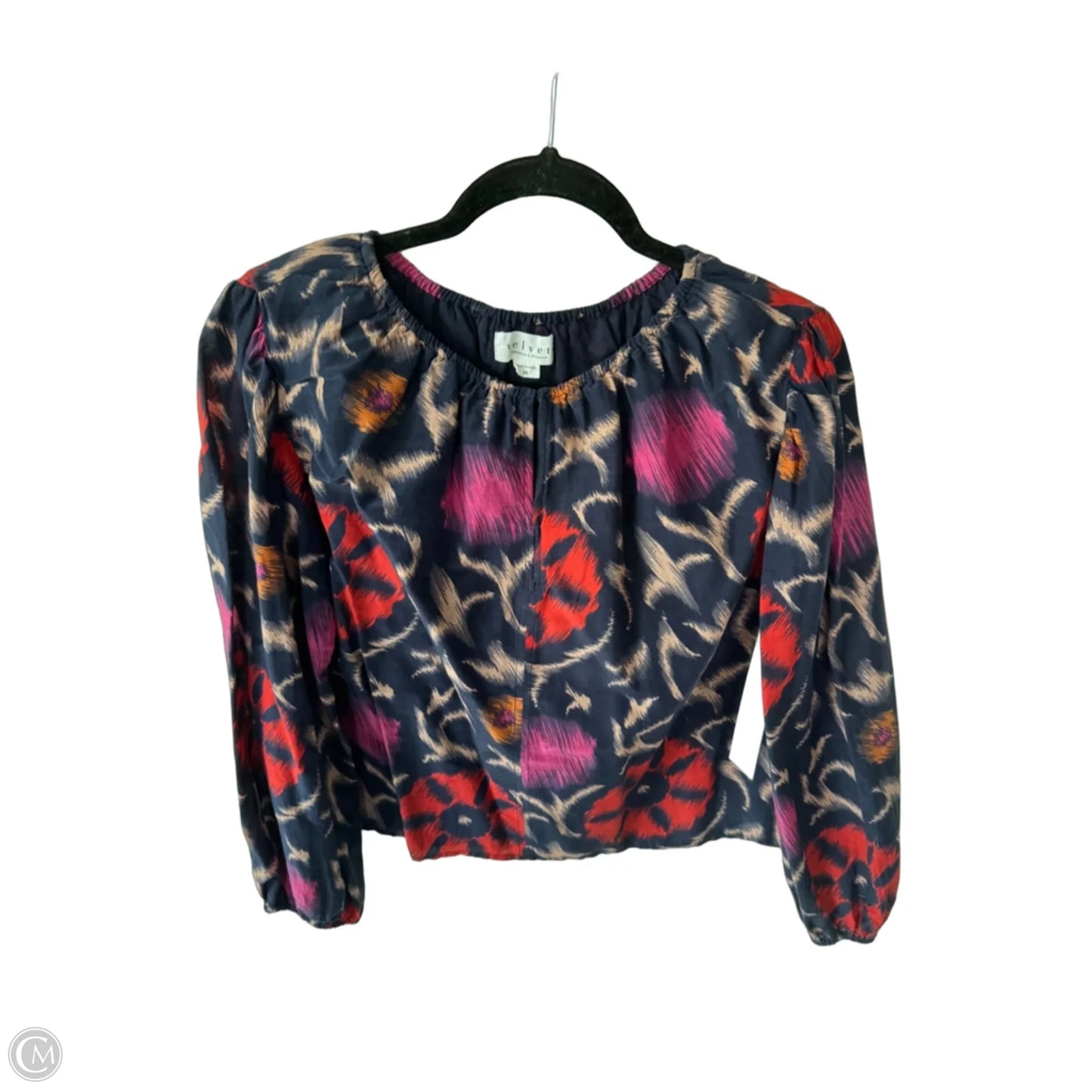Top Long Sleeve By Velvet By Graham & Spencer In Blue & Brown, Size: Xs