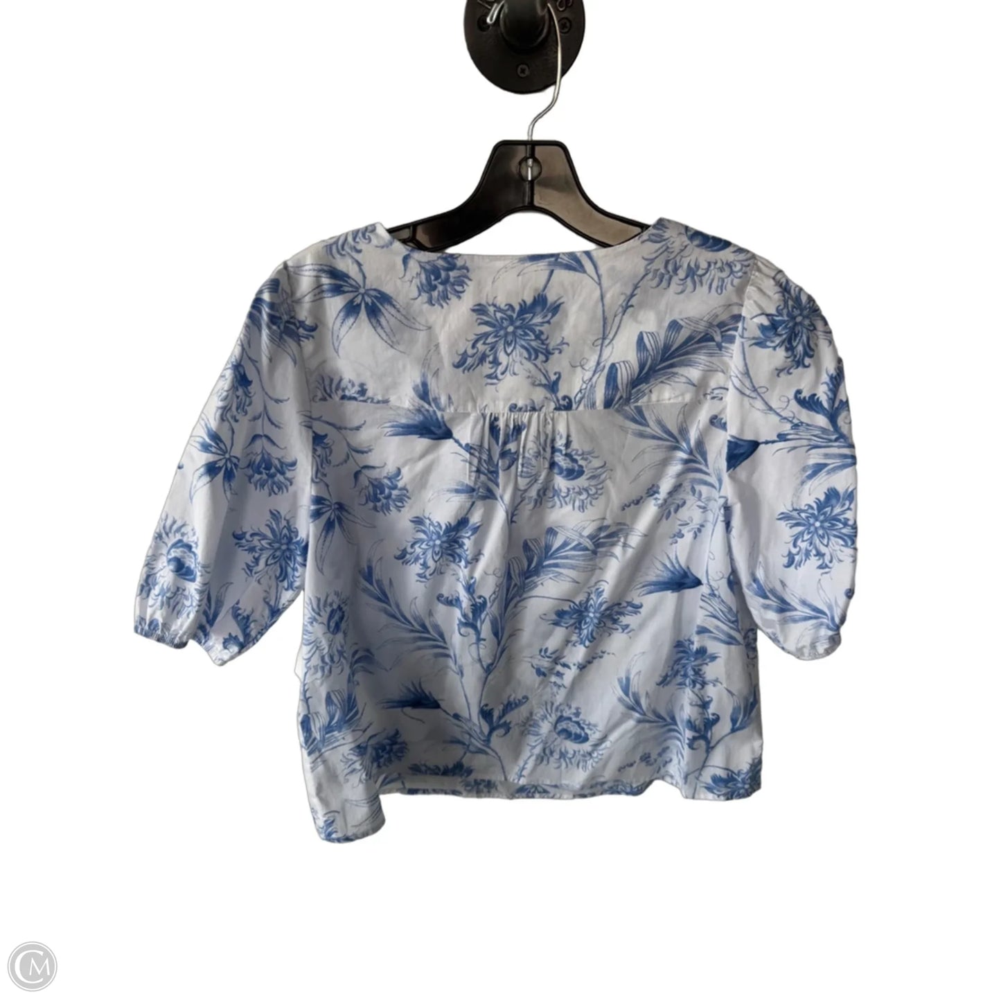 Top Short Sleeve By Talbots In Blue & White, Size: Mp