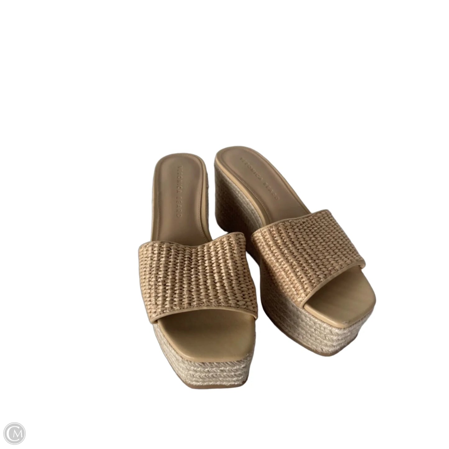 Sandals Heels Wedge By Veronica Beard In Tan, Size: 7.5