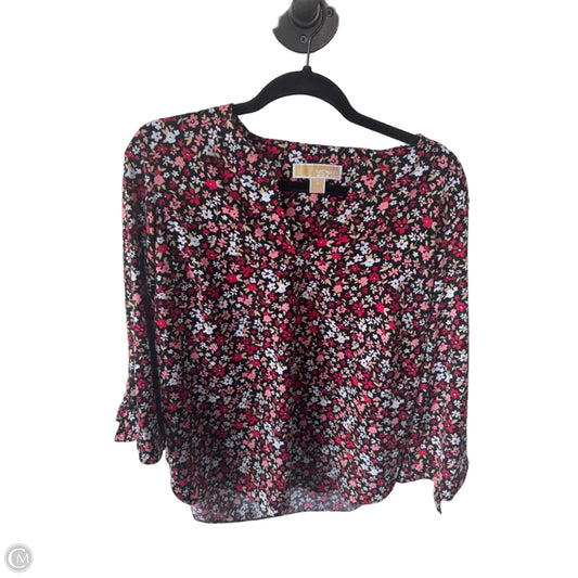 Top 3/4 Sleeve By Michael By Michael Kors In Black & Red, Size: M