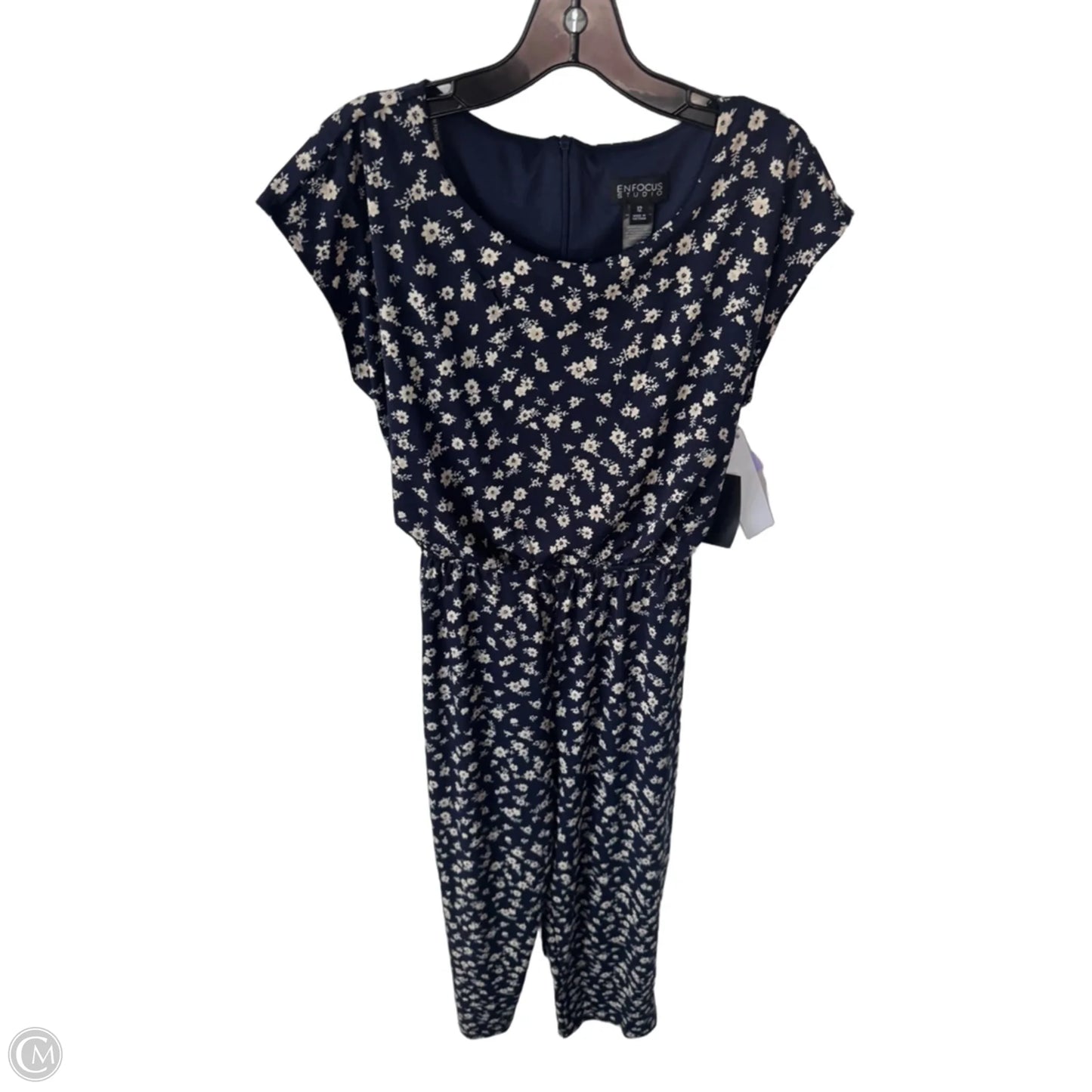 Jumpsuit By En Focus In Blue & Cream, Size: L