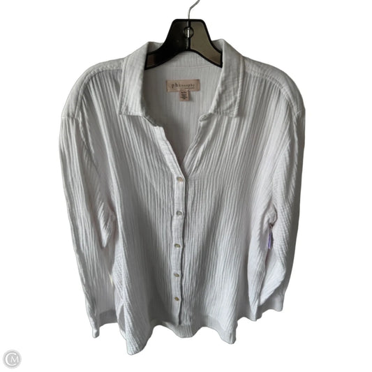 Top Long Sleeve By Philosophy In White, Size: Xl