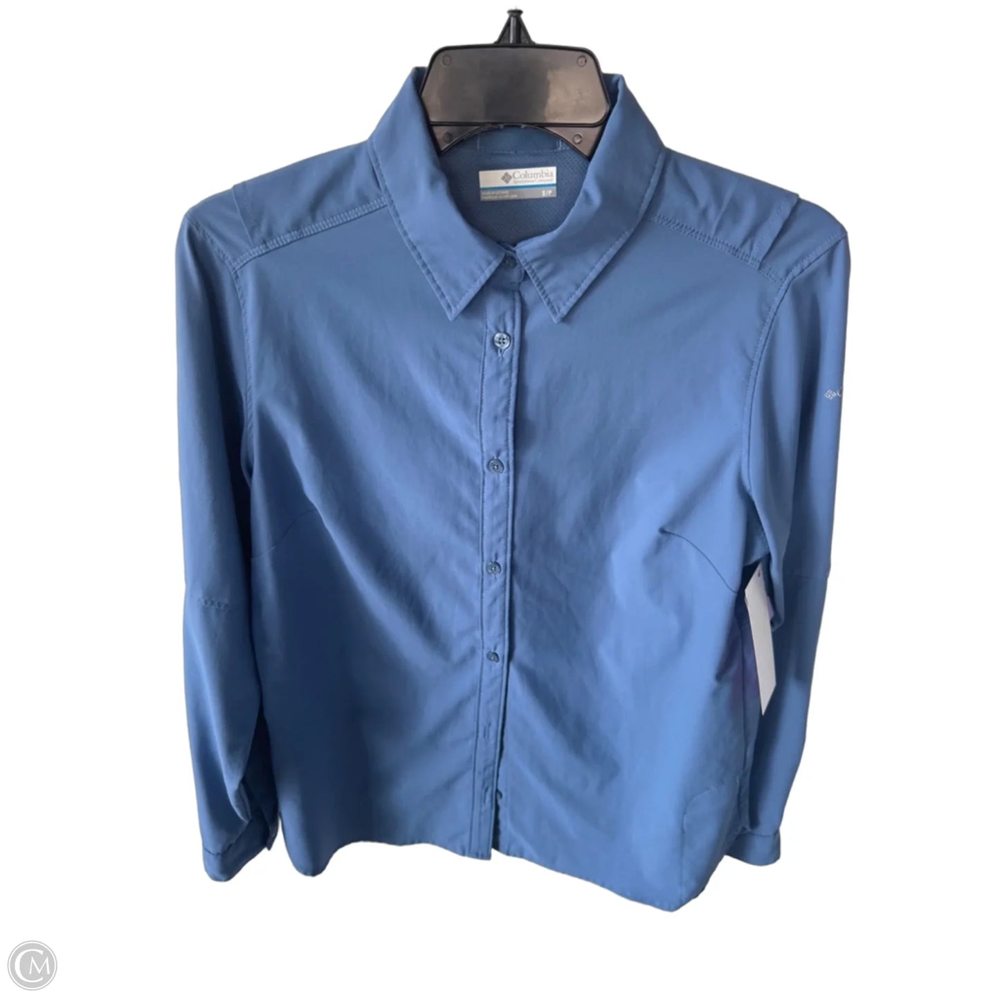 Athletic Top Long Sleeve Collar By Columbia In Blue, Size: S
