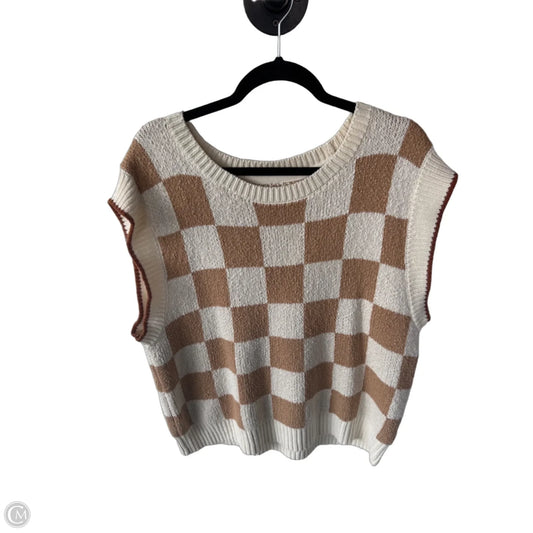 Vest Sweater By Maeve In Brown & Cream, Size: L