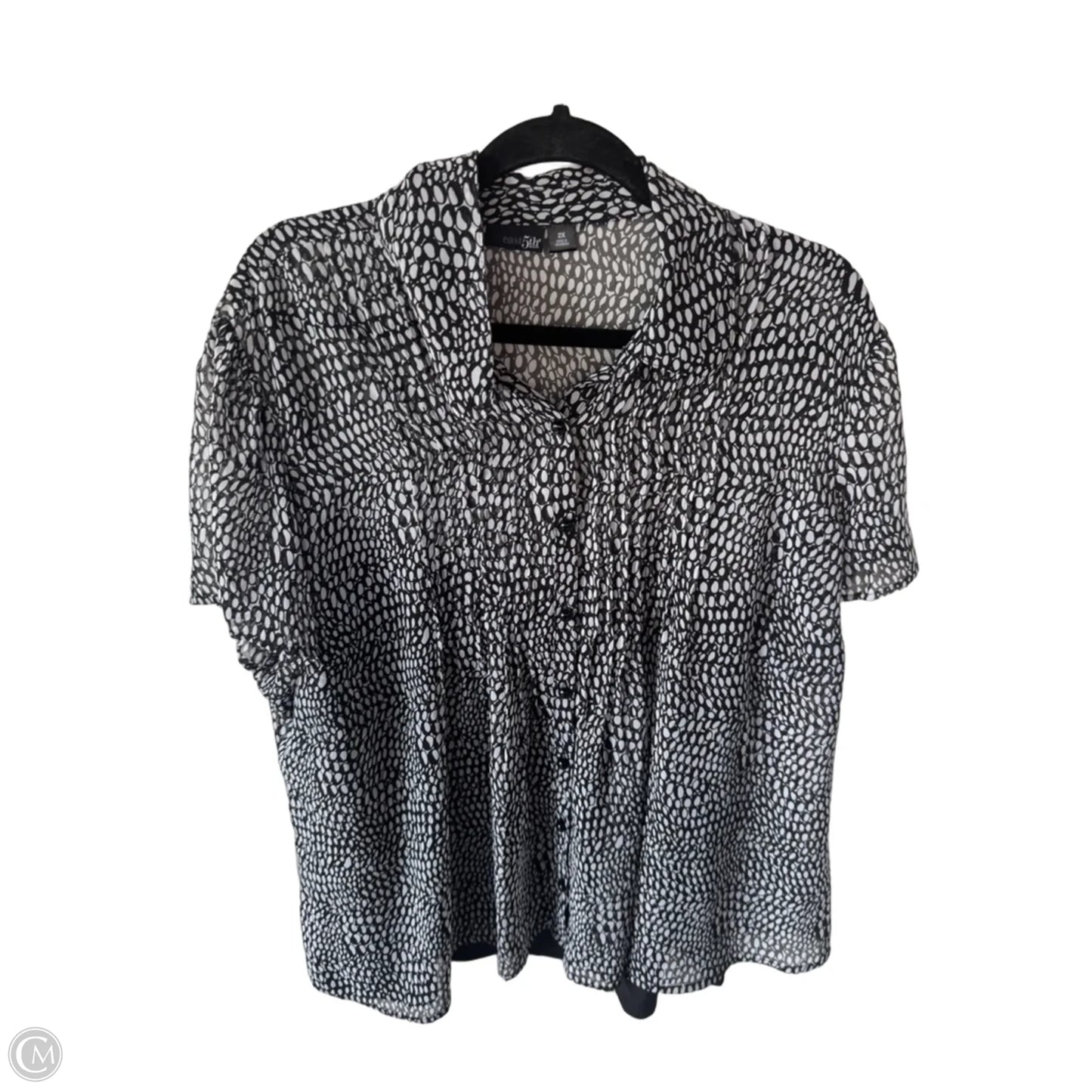 Top 2pc Short Sleeve By East 5th In Black & White, Size: 2x