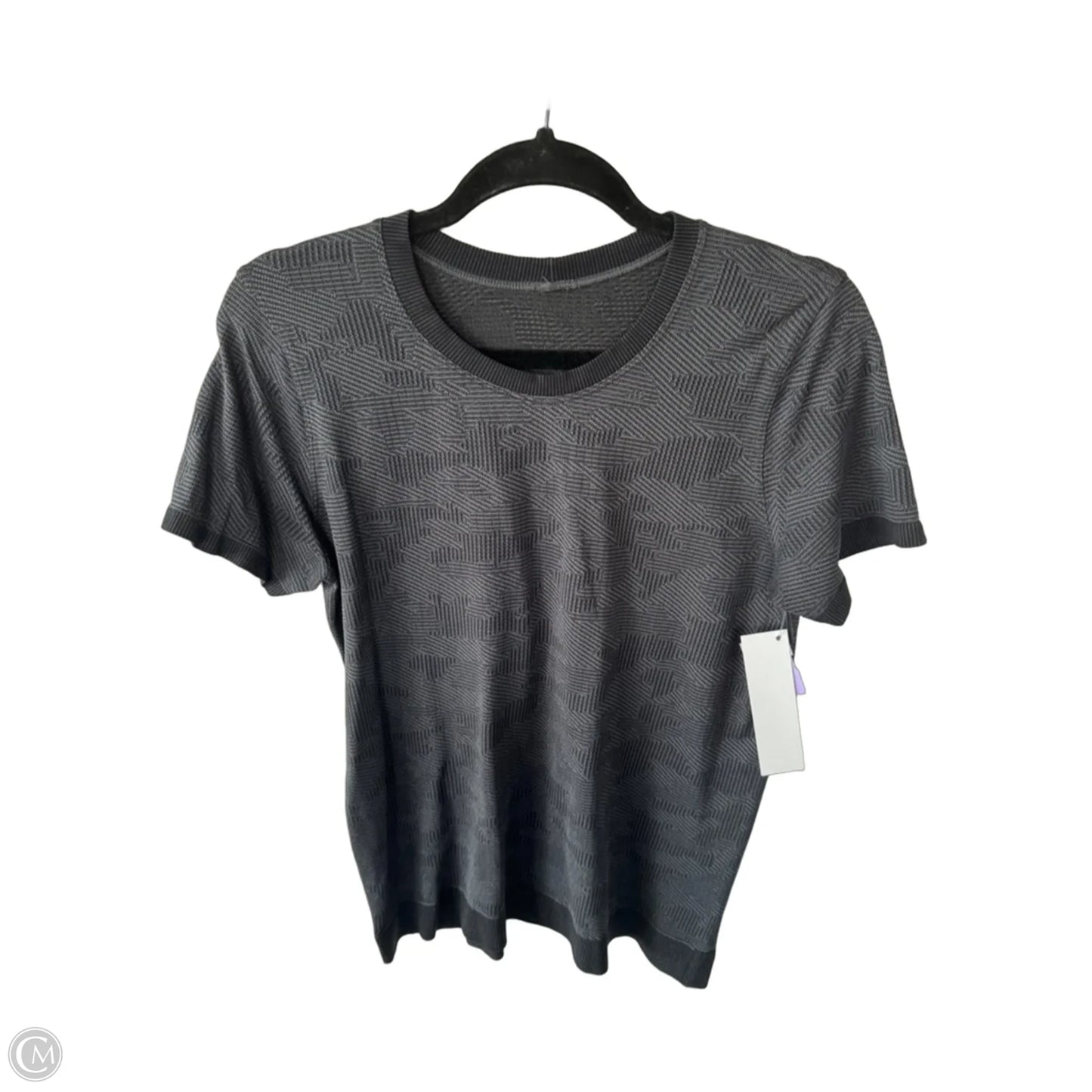 Athletic Top Short Sleeve By Lululemon In Black & Grey, Size: M
