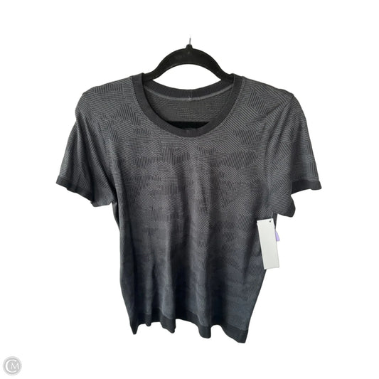 Athletic Top Short Sleeve By Lululemon In Black & Grey, Size: M