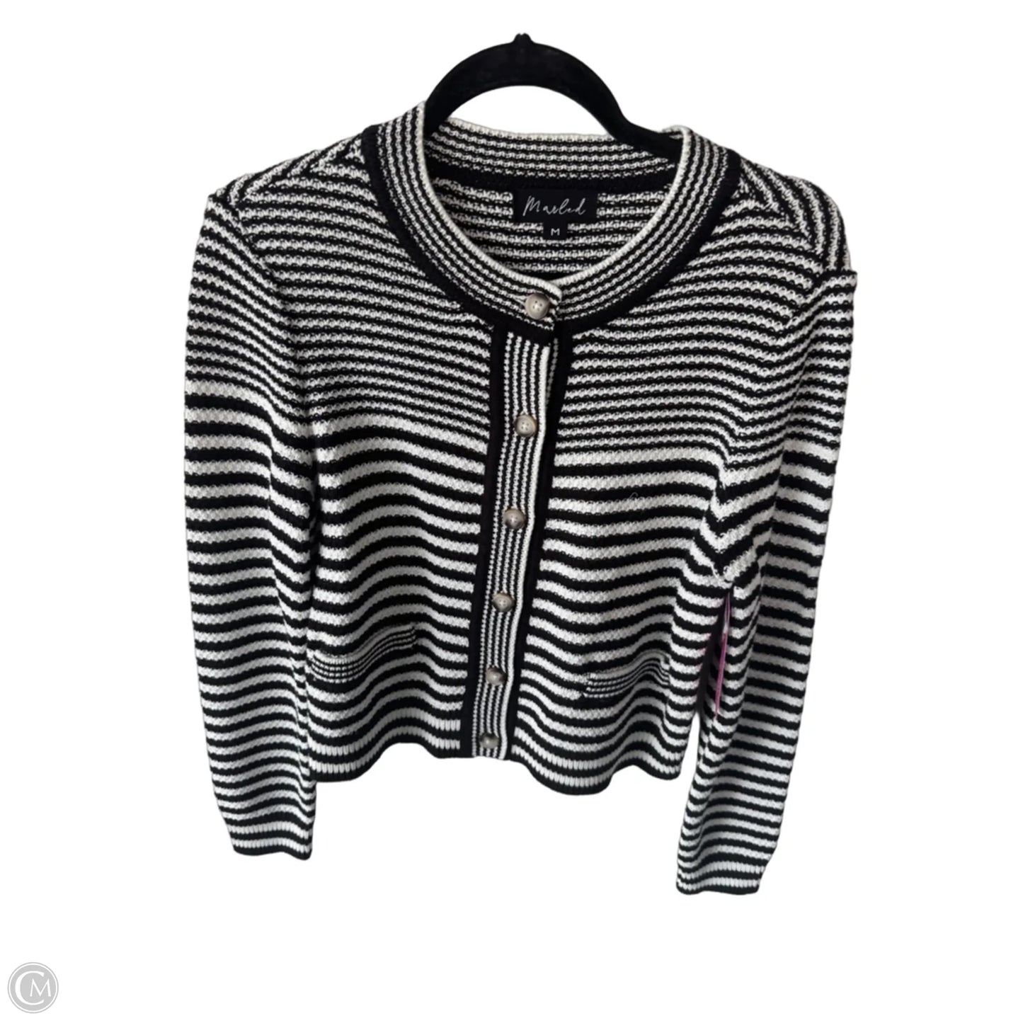 Sweater Cardigan By Marled In Black & White, Size: M