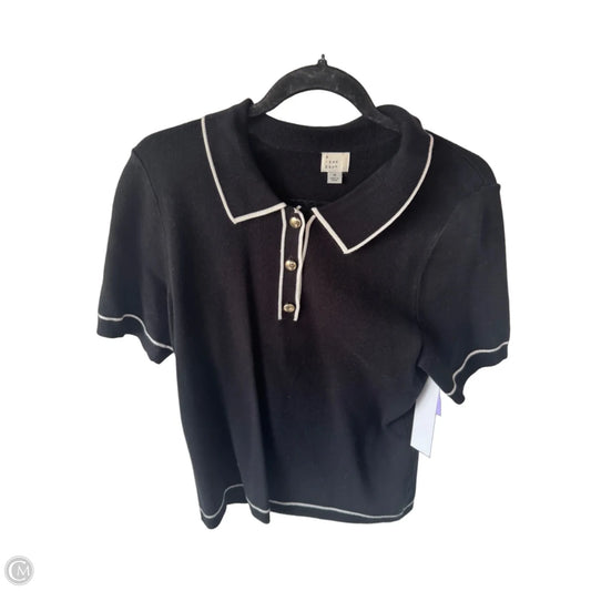Sweater Short Sleeve By A New Day In Black & Cream, Size: M