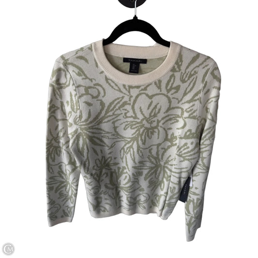 Sweater By Tahari In Cream & Green, Size: L