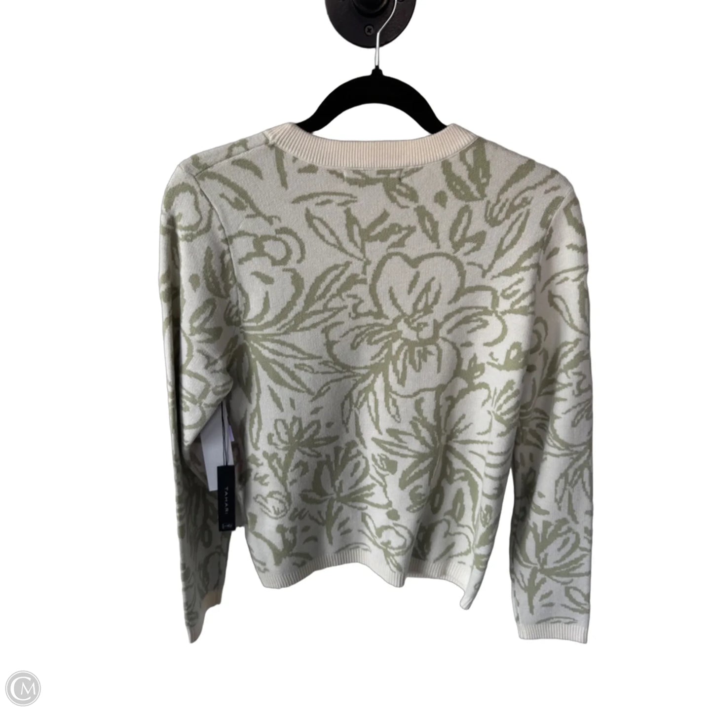 Sweater By Tahari In Cream & Green, Size: L