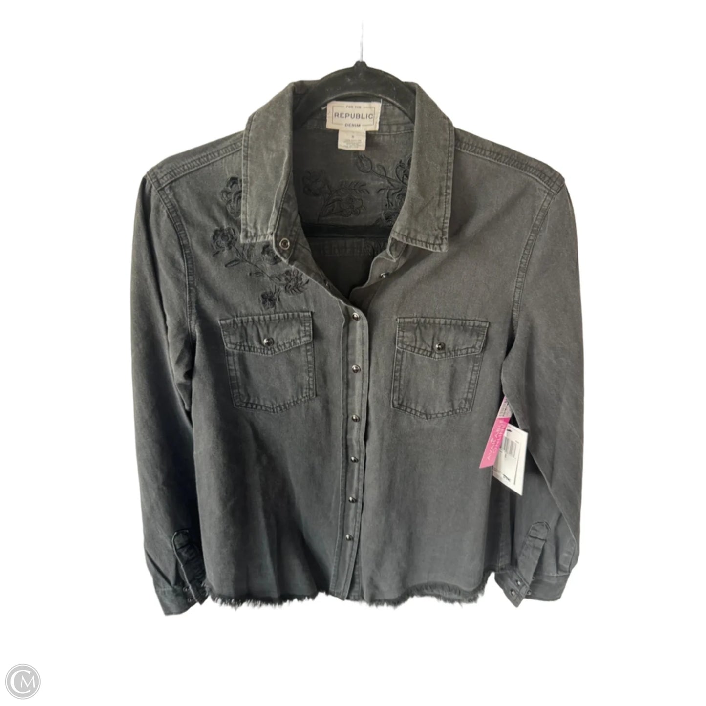 Top Long Sleeve By For The Republic In Black Denim, Size: M