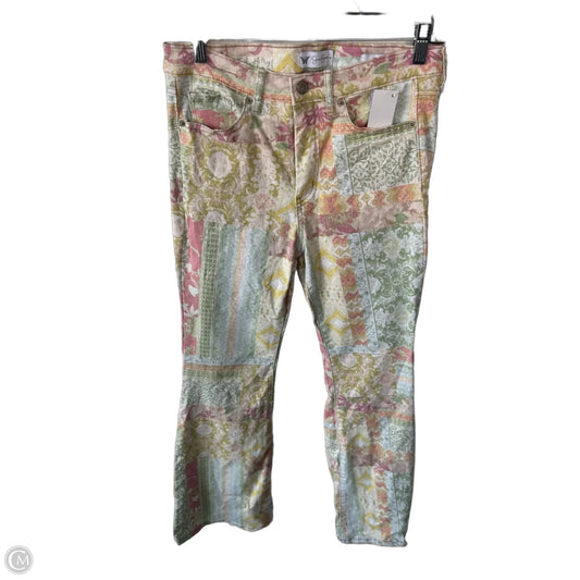 Jeans Flared By Jessica Simpson In Green & Pink, Size: 6