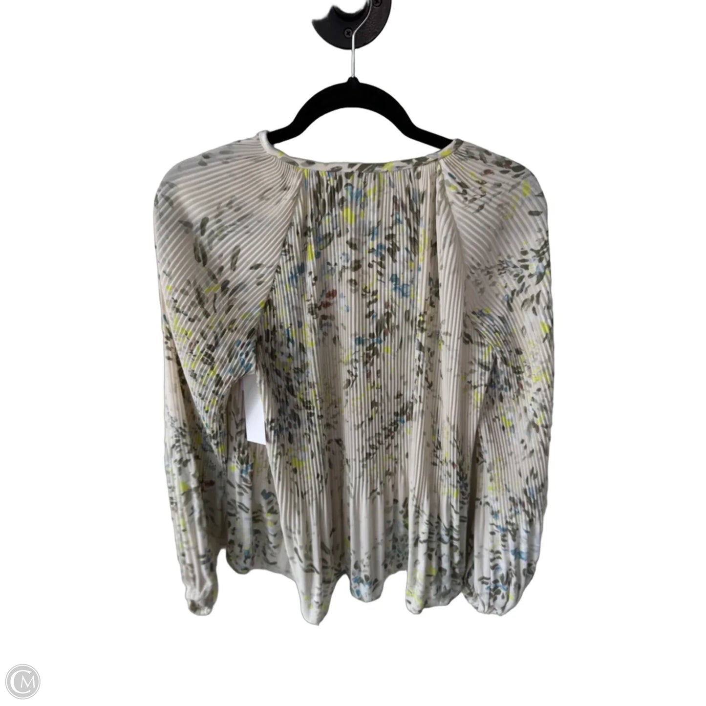 Top Long Sleeve By White House Black Market In Cream & Green, Size: Xs