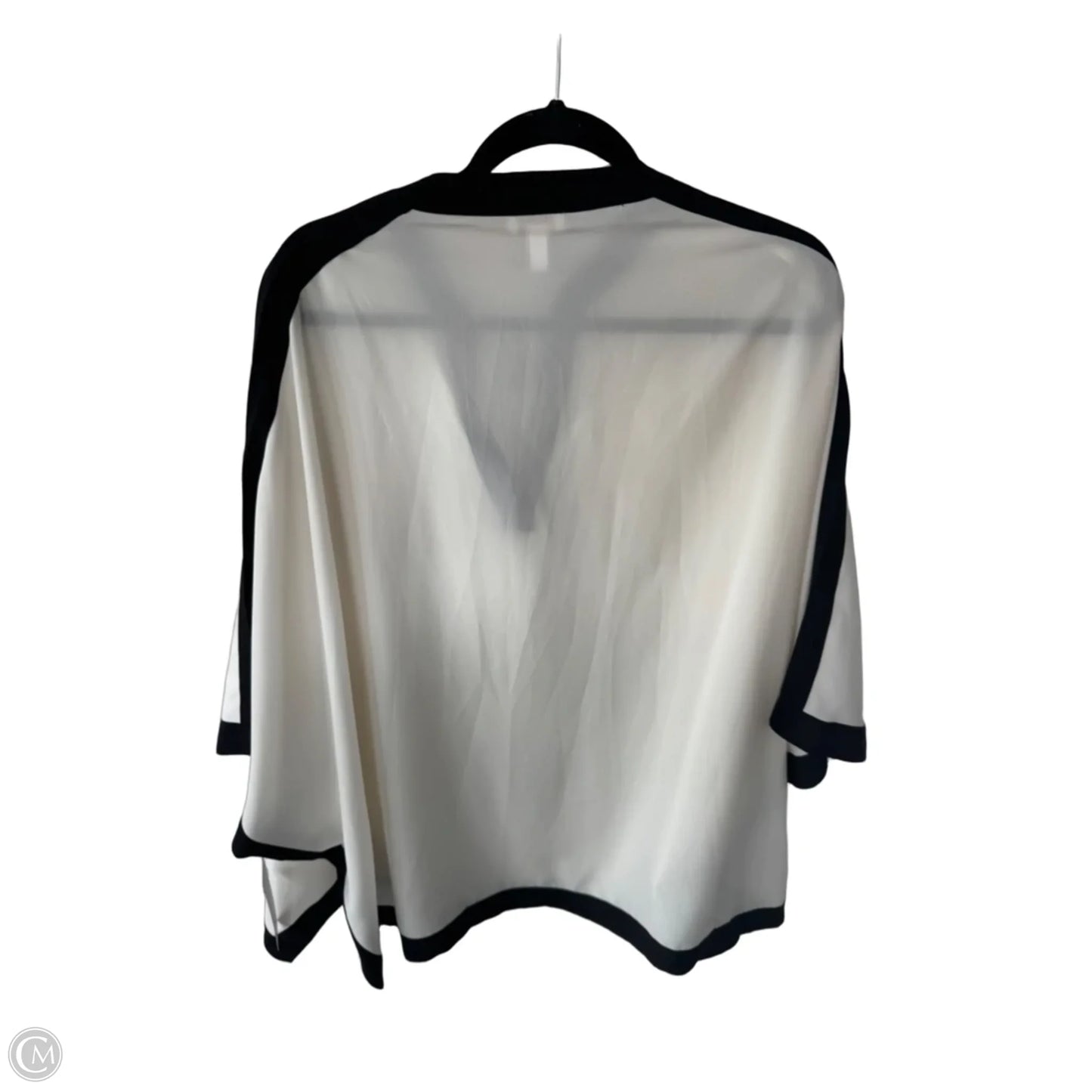 Top 3/4 Sleeve By Chicos In Black & Cream, Size: L