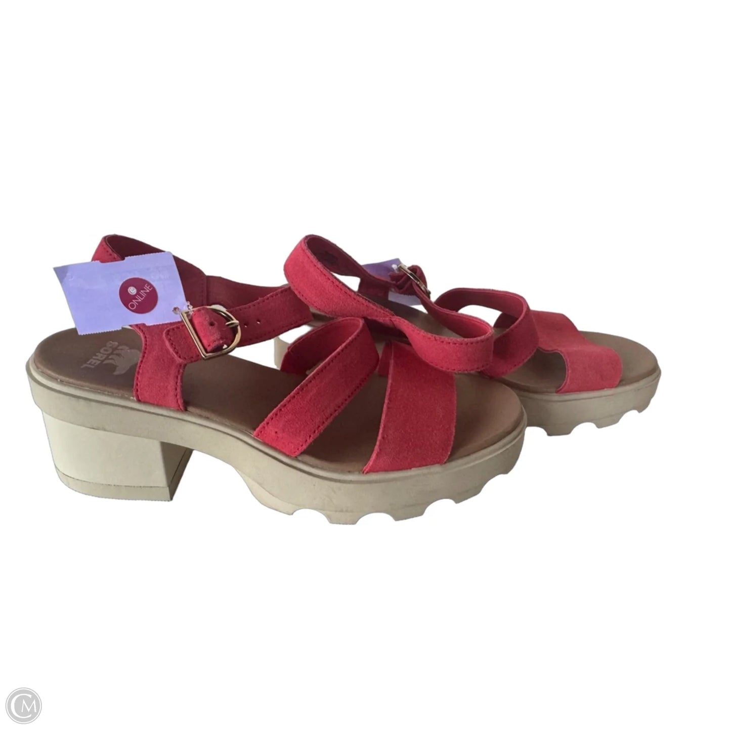 Sandals Heels Block By Sorel In Red, Size: 9.5