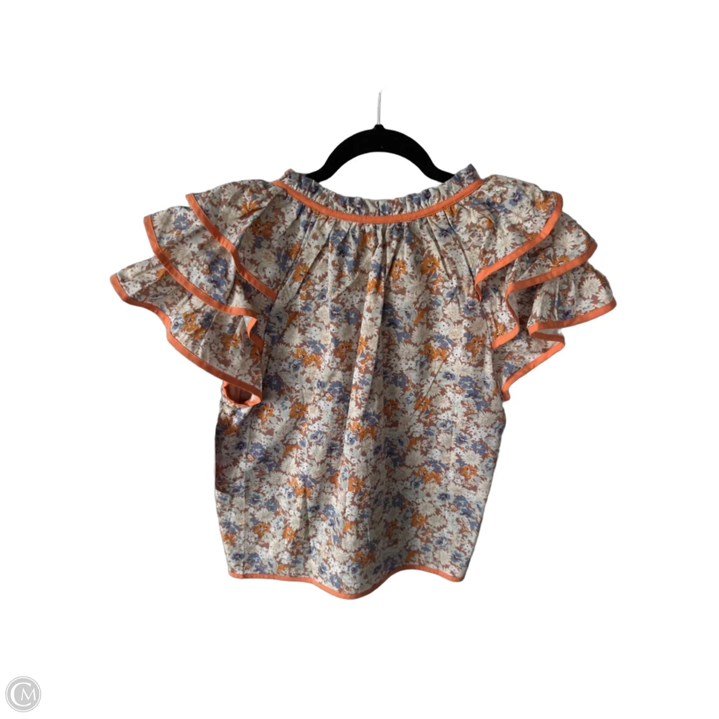 Top Short Sleeve By Strut & Bolt In Cream & Orange, Size: S