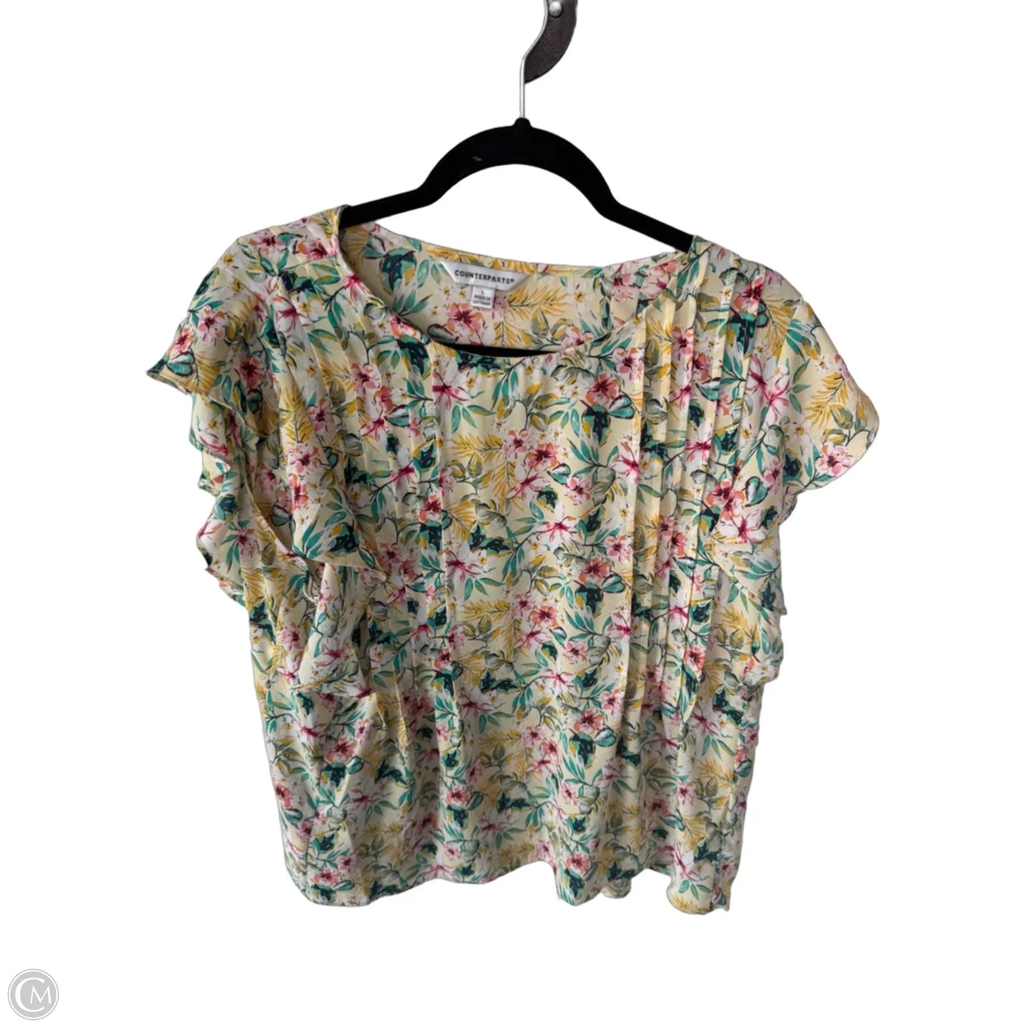 Top Short Sleeve By Counterparts In Yellow, Size: L