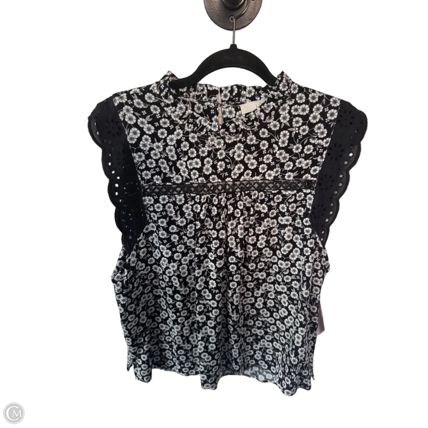 Top Sleeveless By Loft In Black & White, Size: L