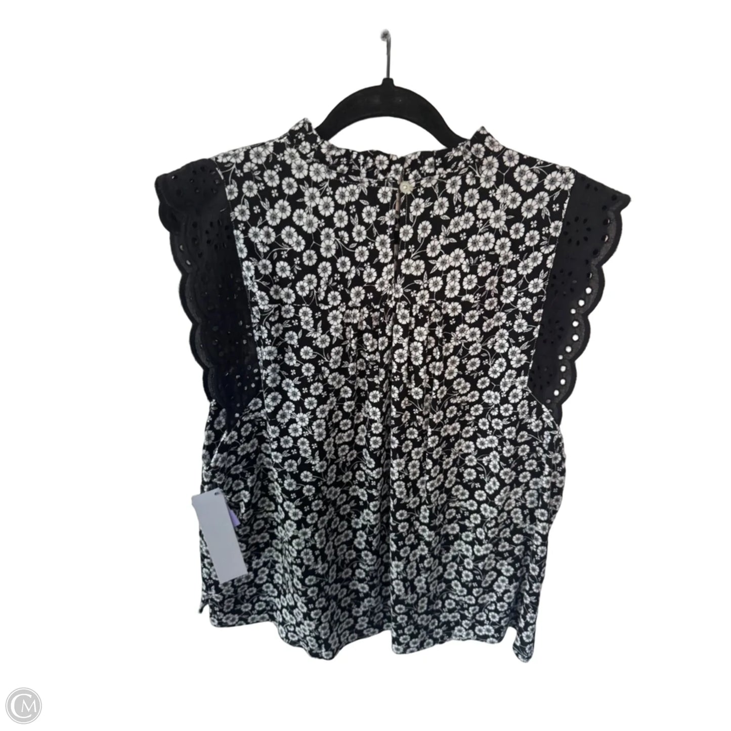 Top Sleeveless By Loft In Black & White, Size: L