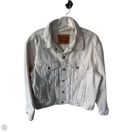 Jacket Denim By Levis In Cream Denim, Size: L