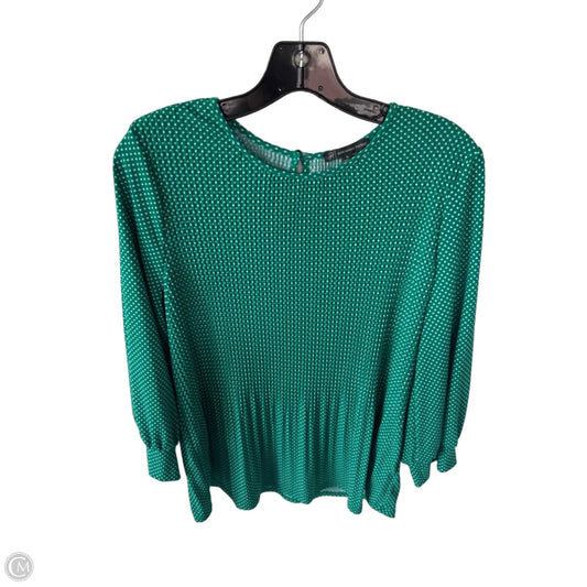 Top Long Sleeve By Adrianna Papell In Green & White, Size: M
